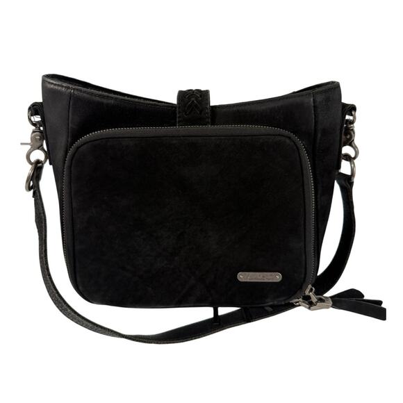 Montana West Handbags - Montana West Black Suede Shoulder Bag Conceal Carry Hobo Tote Bag Fringe Zipper